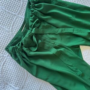 Stella McCartney 100% Silk Wrap Pants Green Trousers with Tie Wrap 8